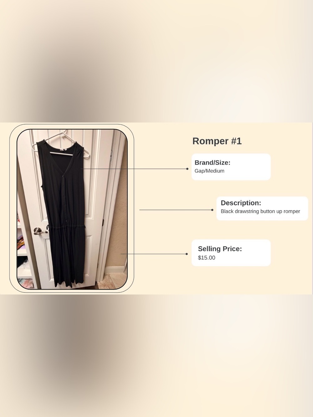 GAP Black Sleeveless Drawstring Romper
